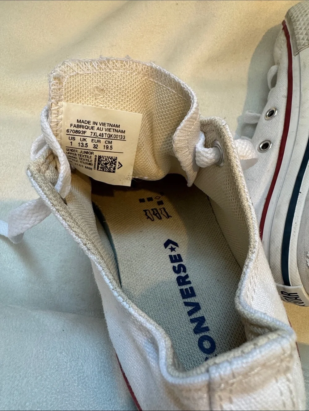 Converse Kids White Canvas Low-Top Sneakers with Red Trim